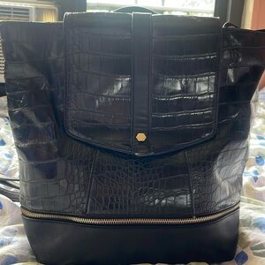 Black leather backpack